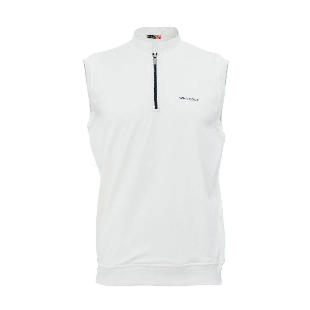 Whitedot Off White Zip Up Without Sleeves Cricket Jumper